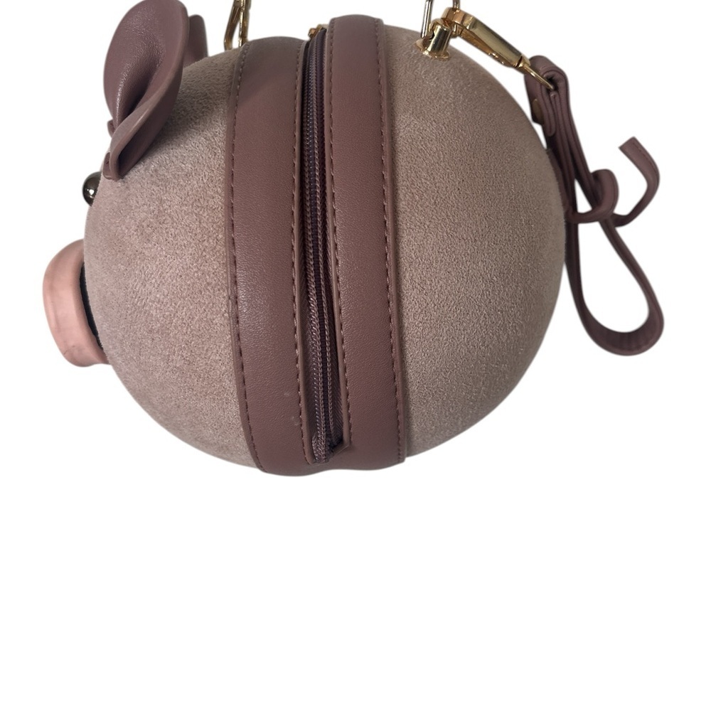 Pink Mauve PU Suede Pig Shoulder Wrist Hand Bag Cosmetic Handbag Purse - Picture 3 of 7